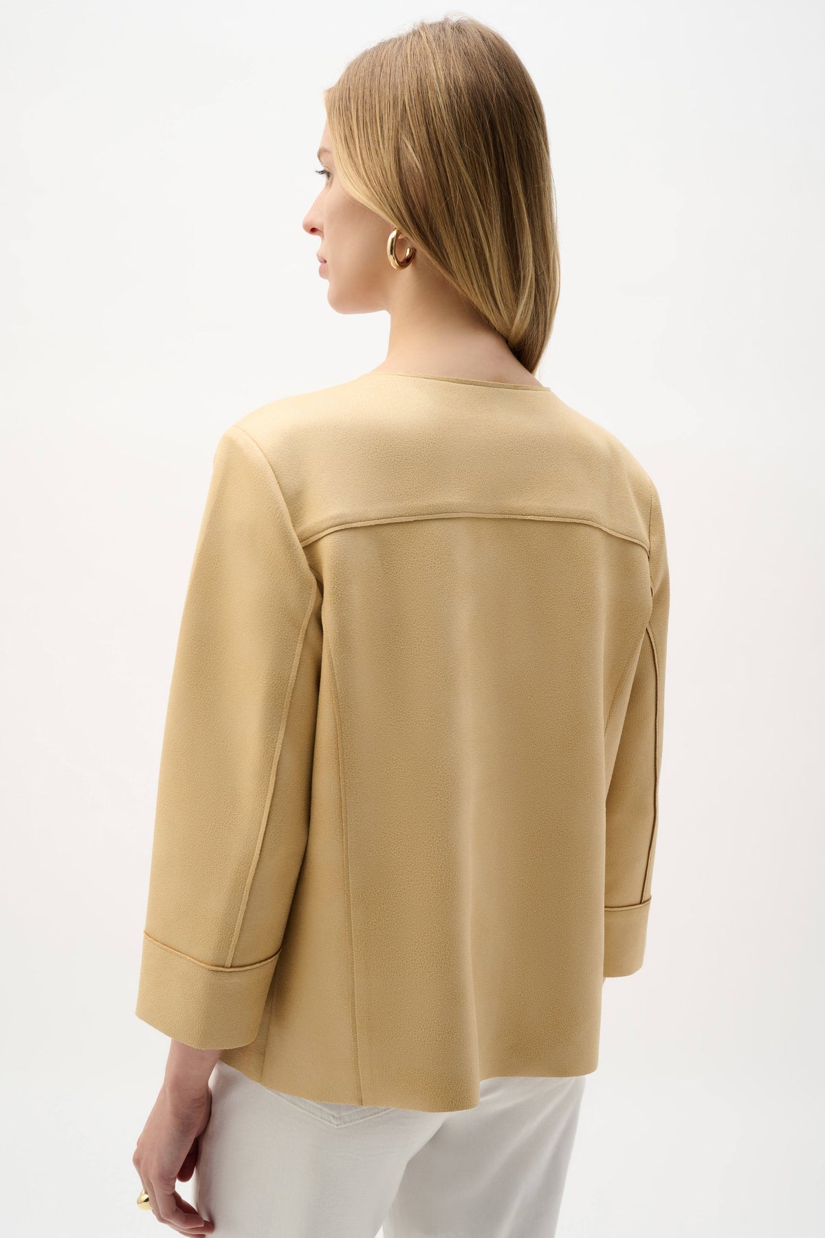 Foiled Scuba Suede Boxy Jacket With Stud Details