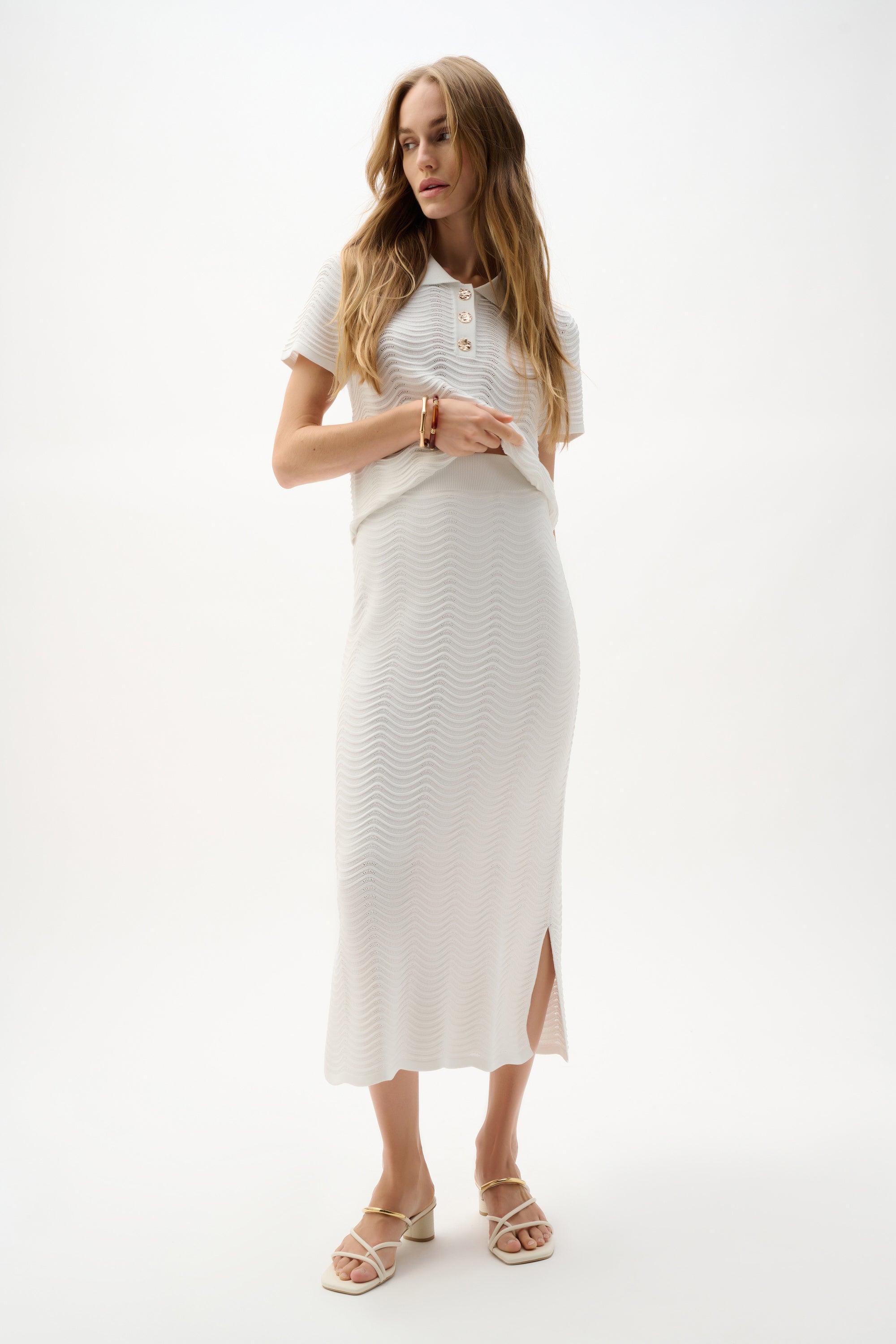 Textured Viscose Sweater Knit Pencil Skirt