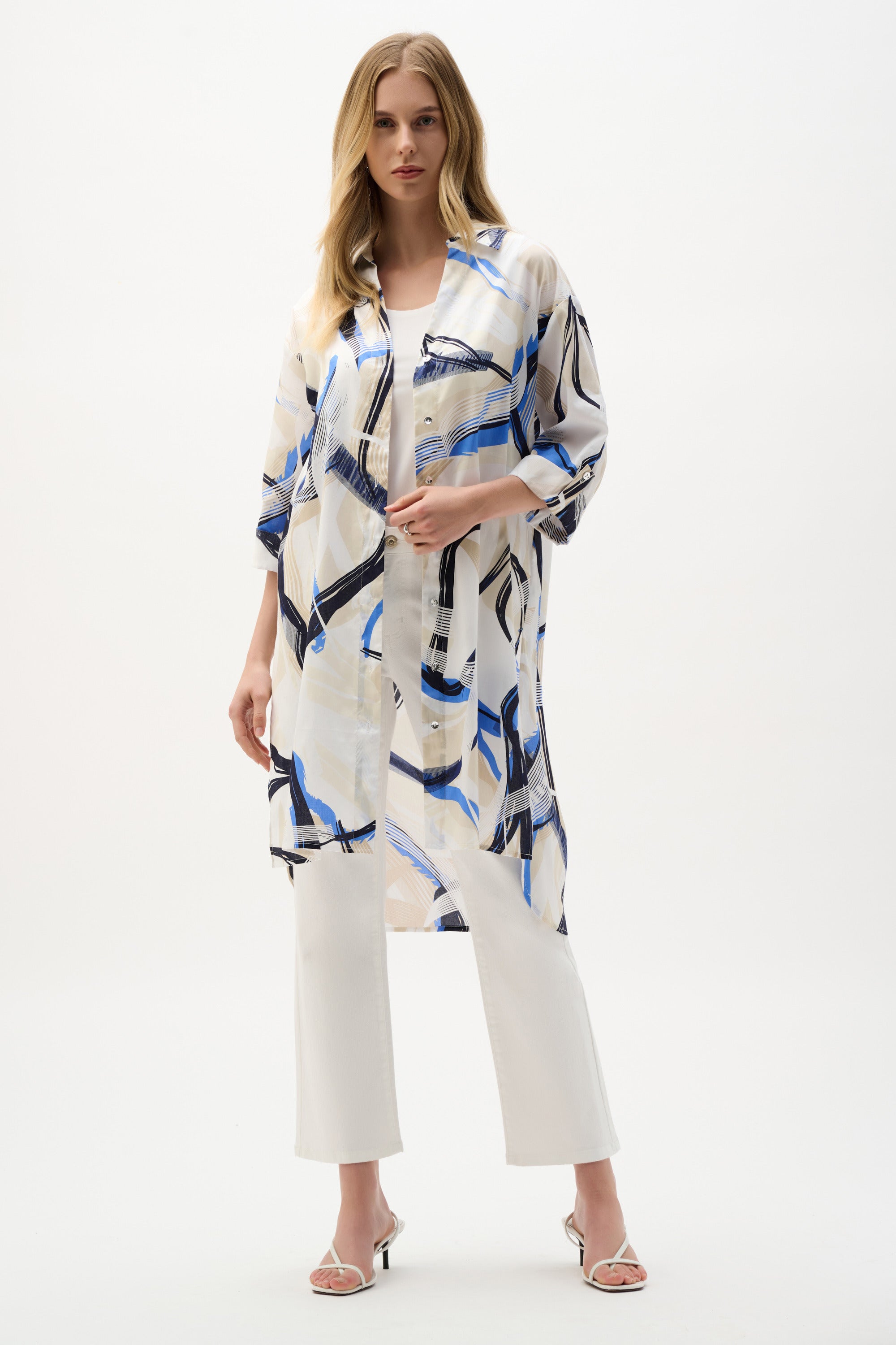 Cotton Voile Abstract Print Straight Blouse