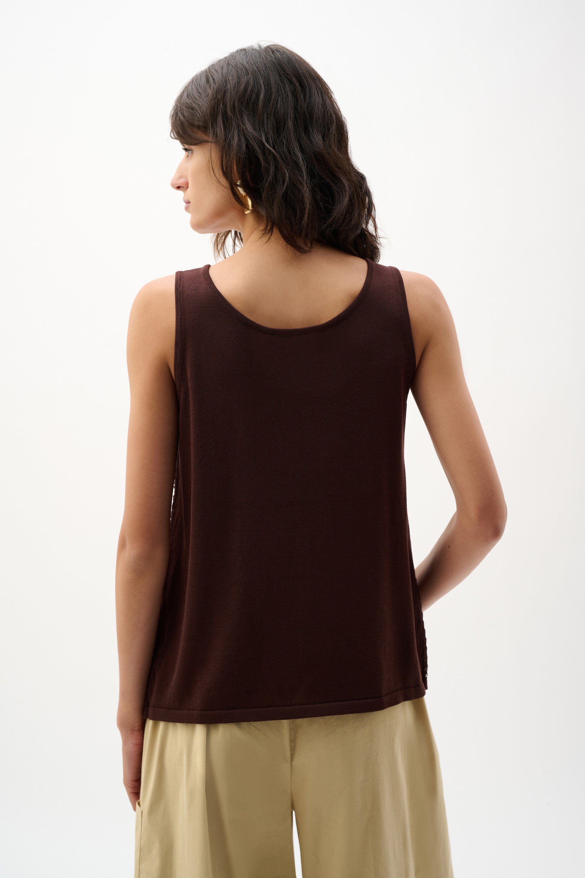 Back View Image of Joseph Ribkoff Embellished Knit Camisole in Mahogany