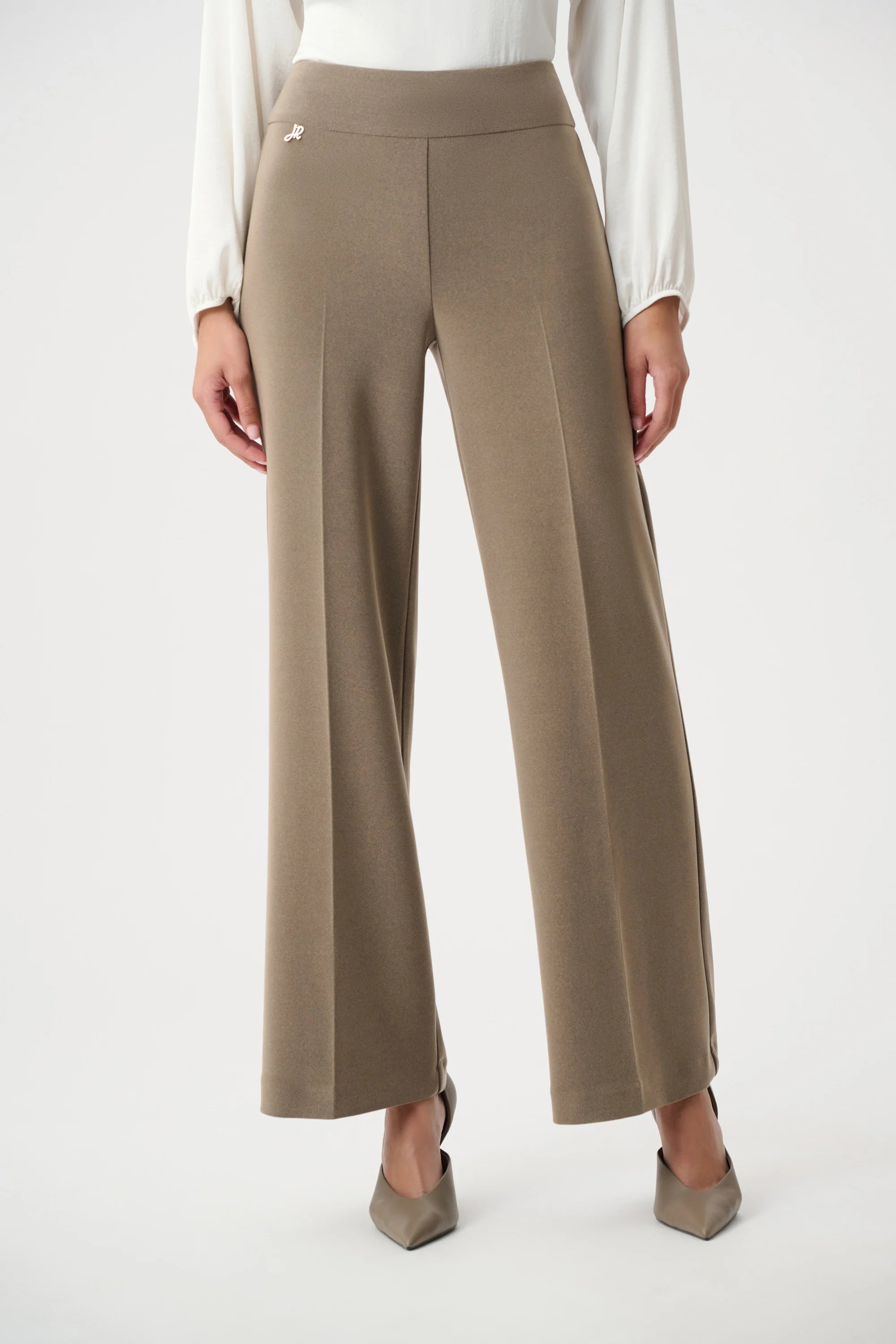 Front View of Joseph Ribkoff Silky Wide-Leg Pull-On Pants