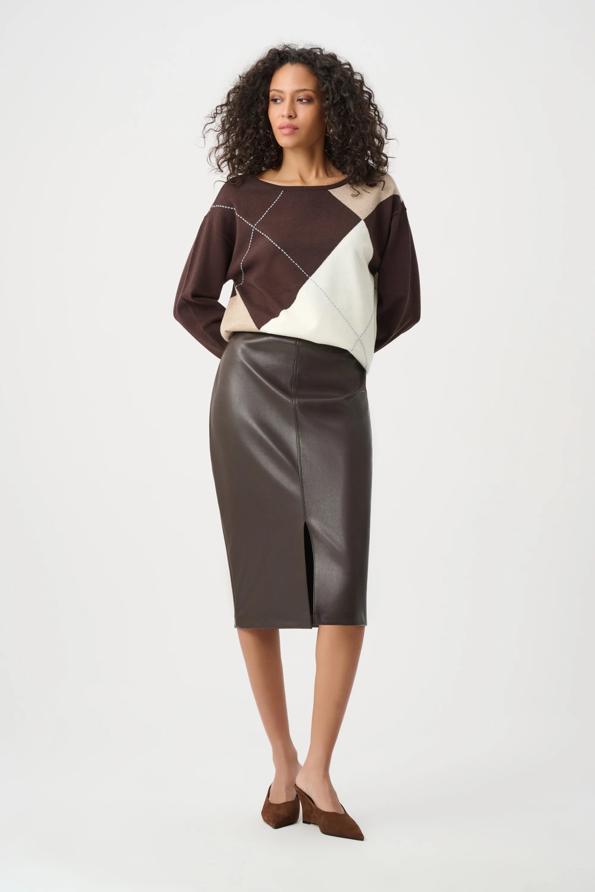 Bonded Leatherette Pencil Skirt