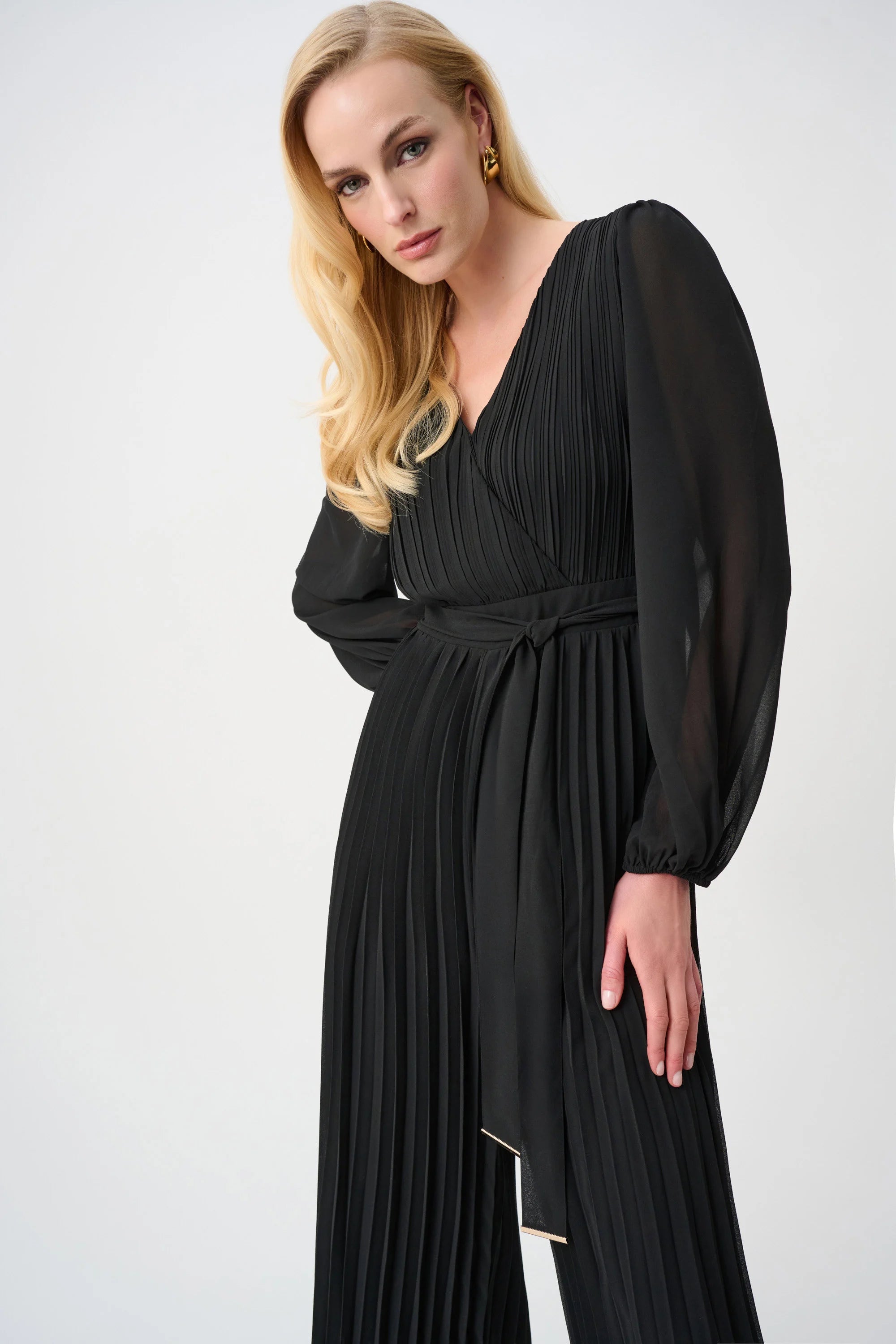 Georgette And Chiffon Wide Leg Wrap Jumpsuit