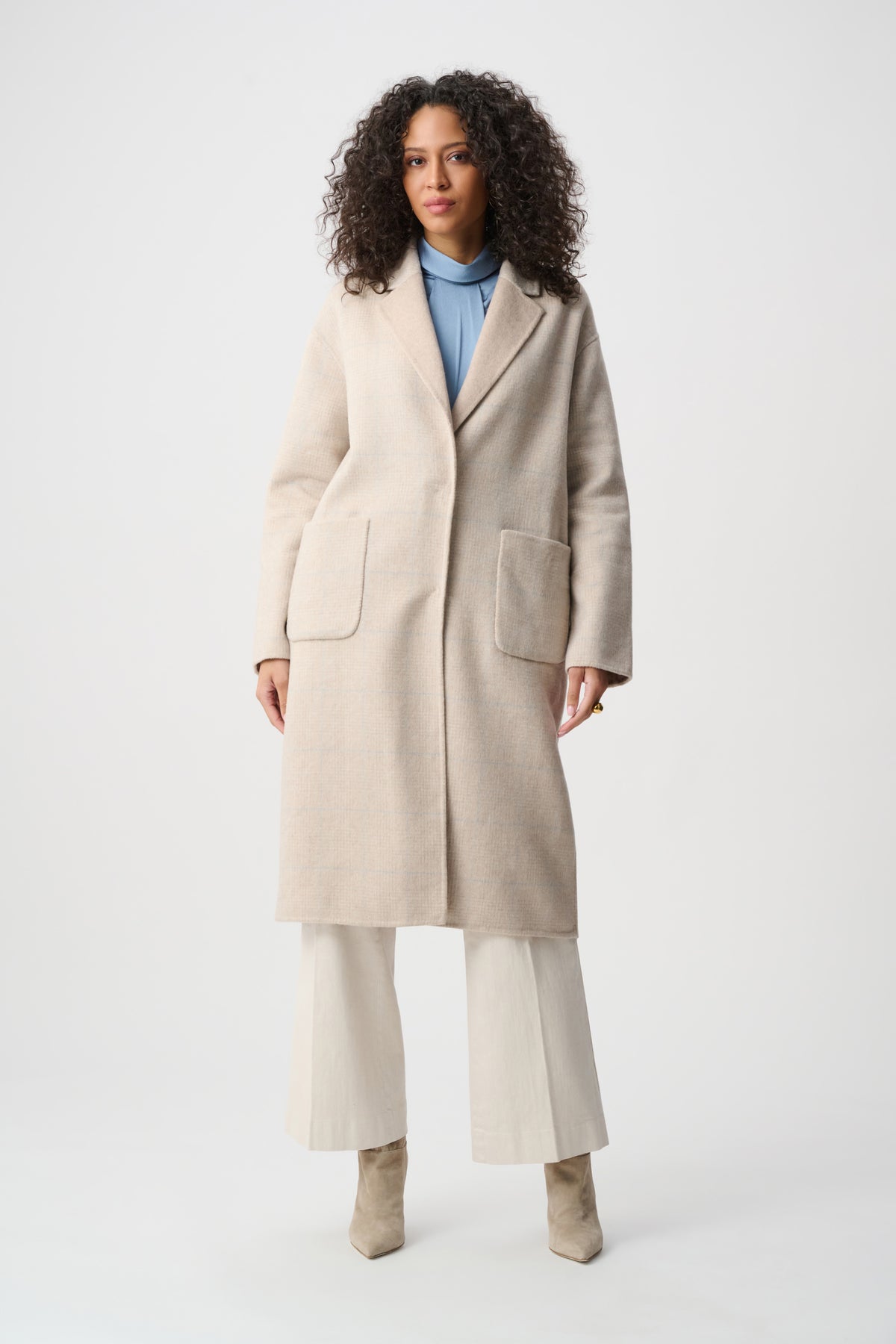 Wool Blend Plaid Reversible Coat