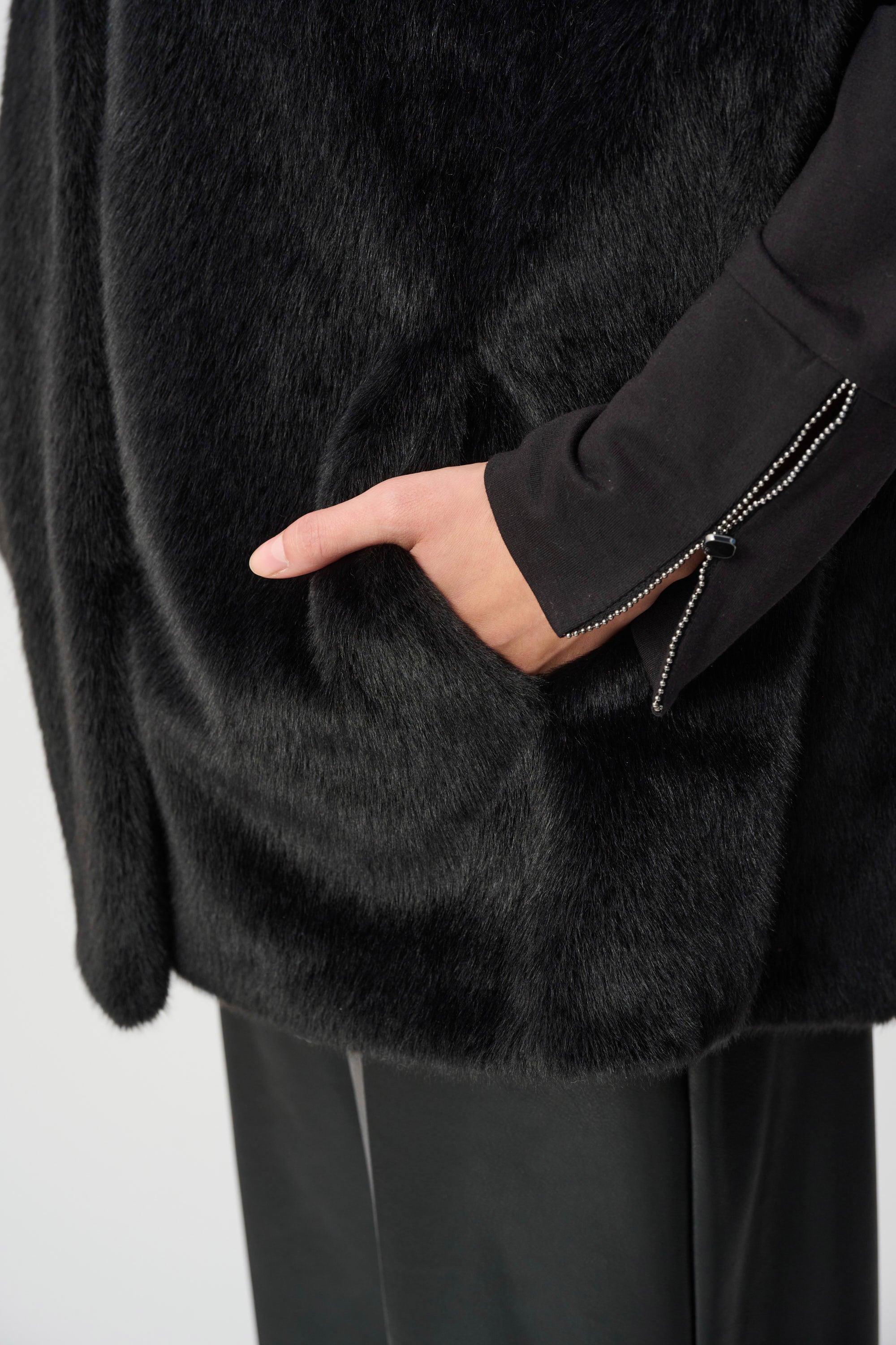 Faux Fur Funnel-Neck Boxy Vest