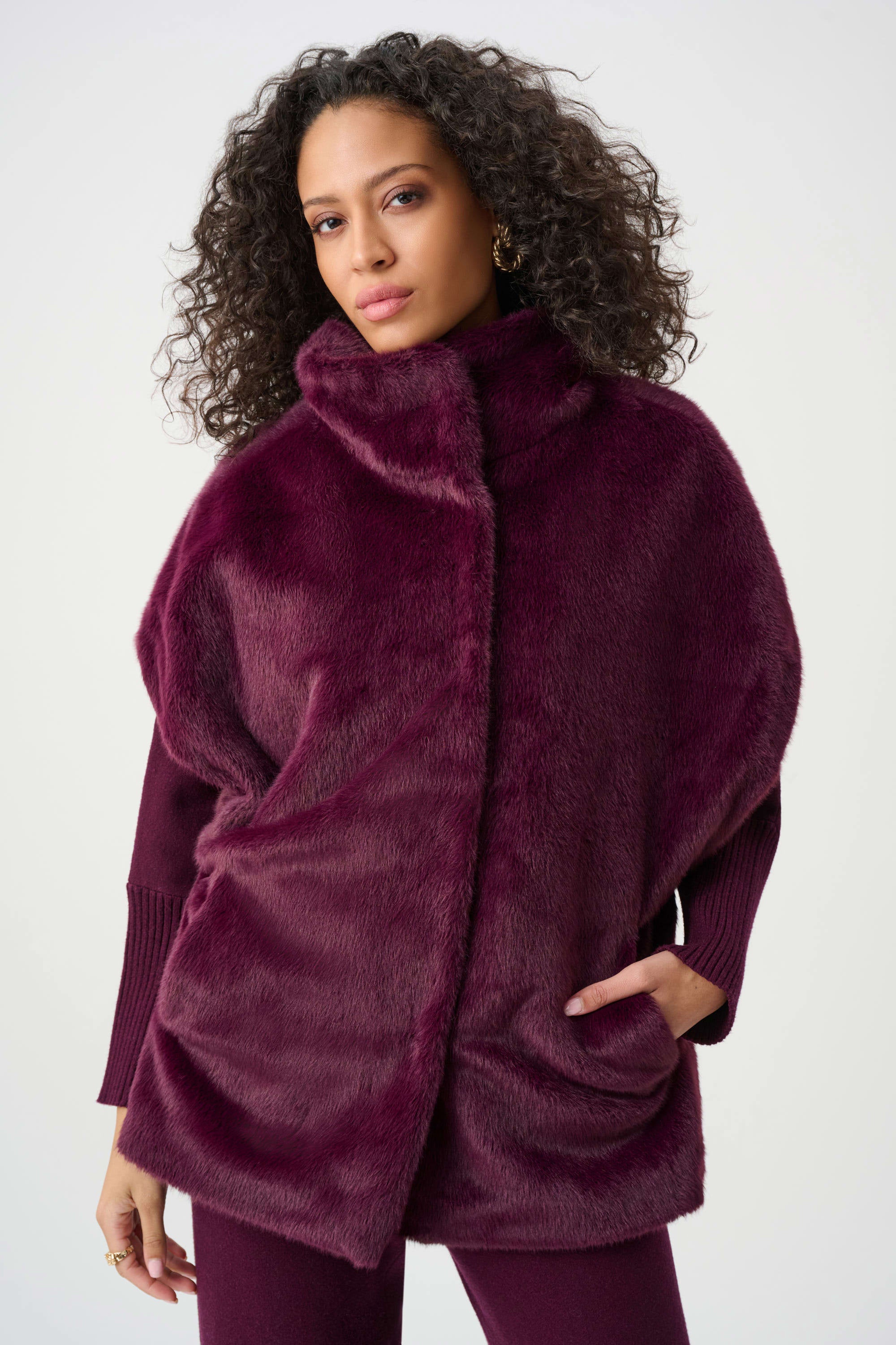 Faux Fur Funnel-Neck Boxy Vest