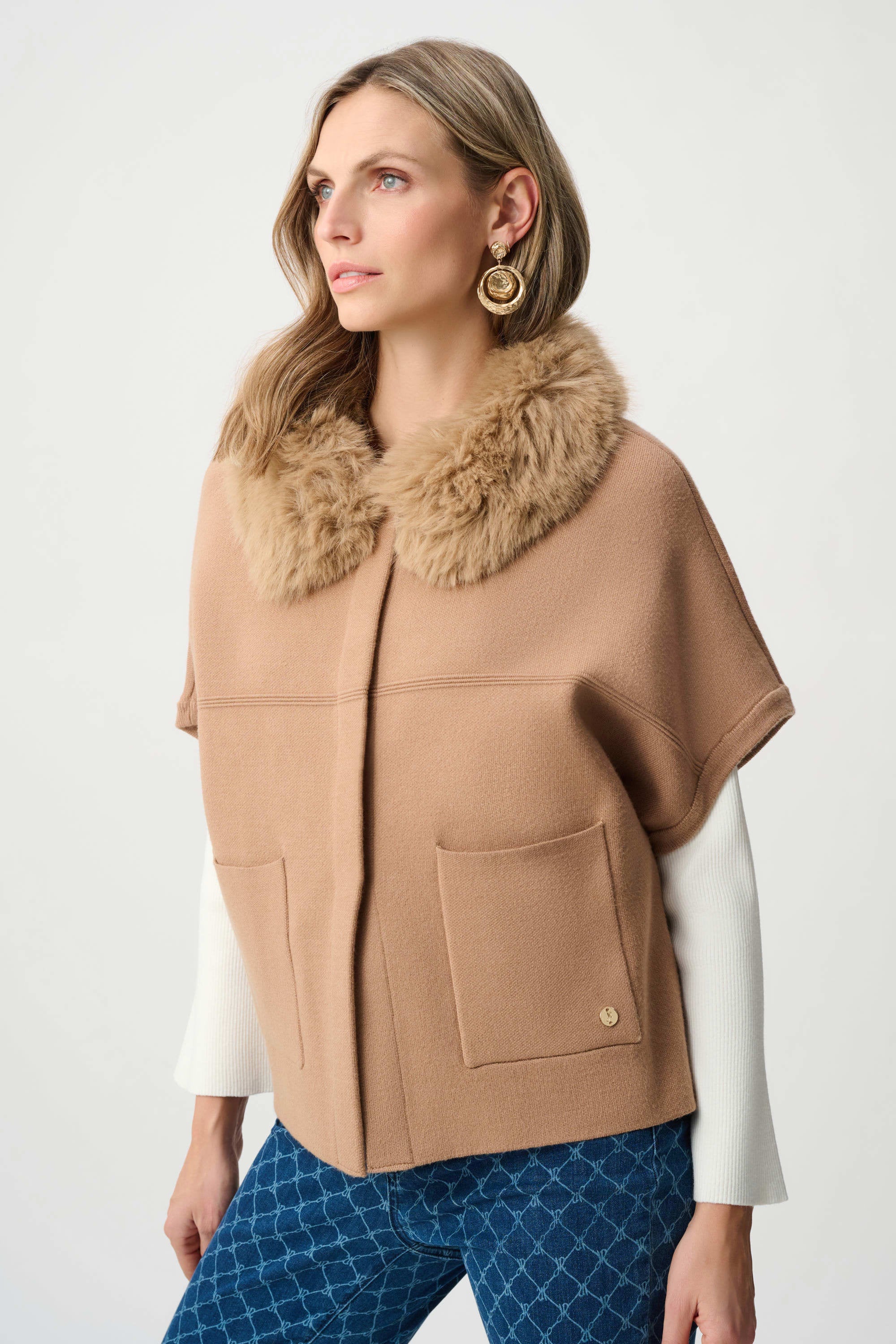 Detachable Faux-Fur Collar Jacket