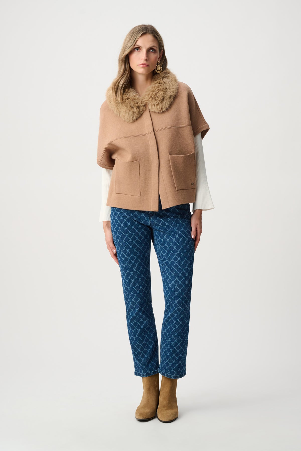 Detachable Faux-Fur Collar Jacket