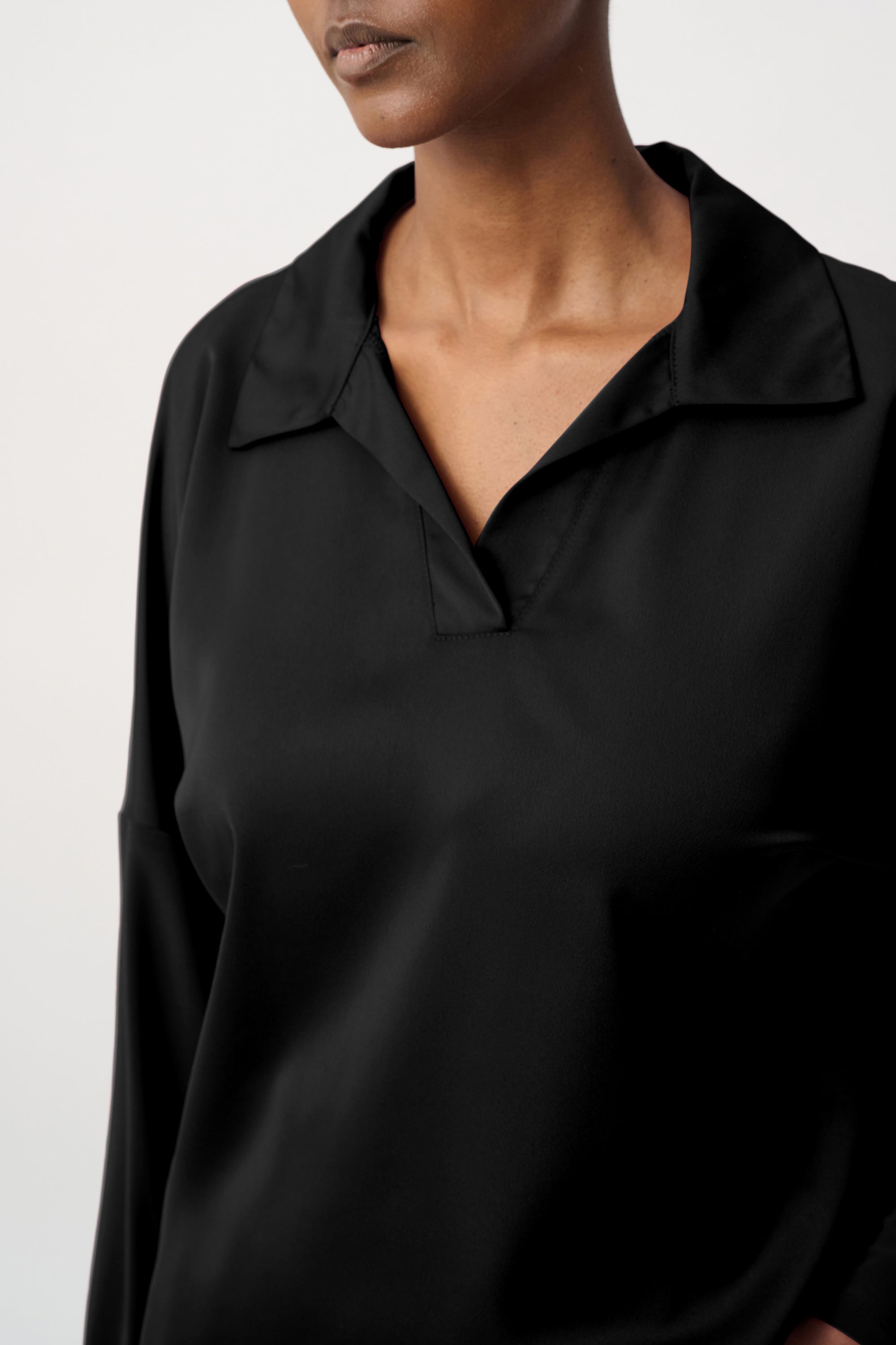 Recycled Satin Shirt Collar Top