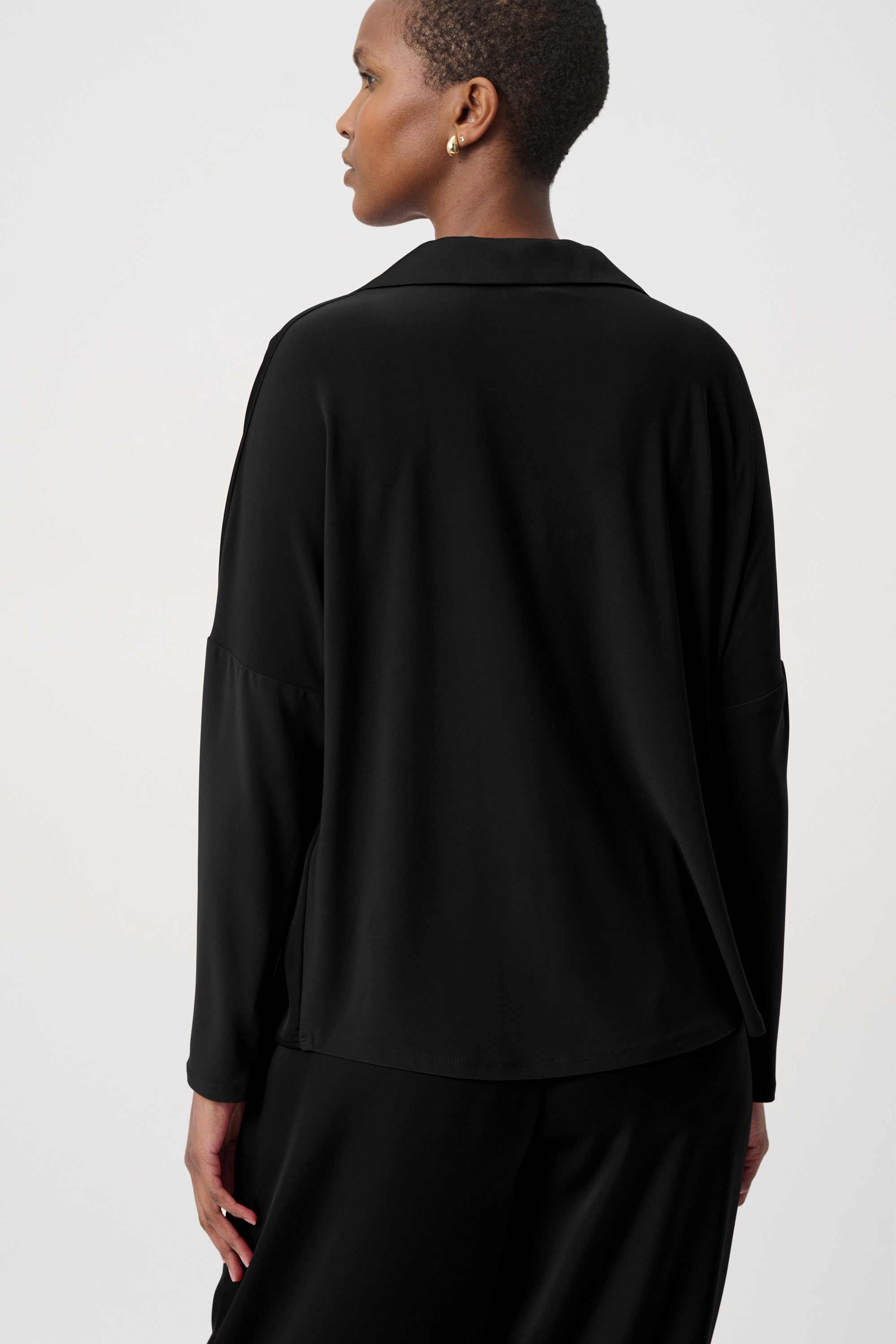 Recycled Satin Shirt Collar Top