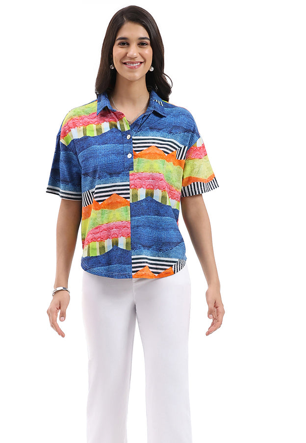 Short Sleeve Claudia Button Top