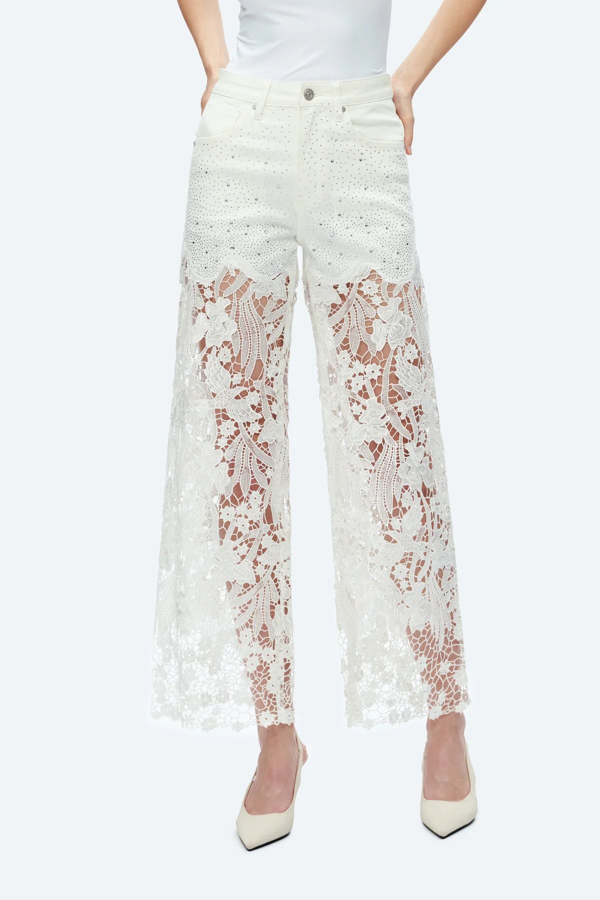 White Lace Ankle Jean