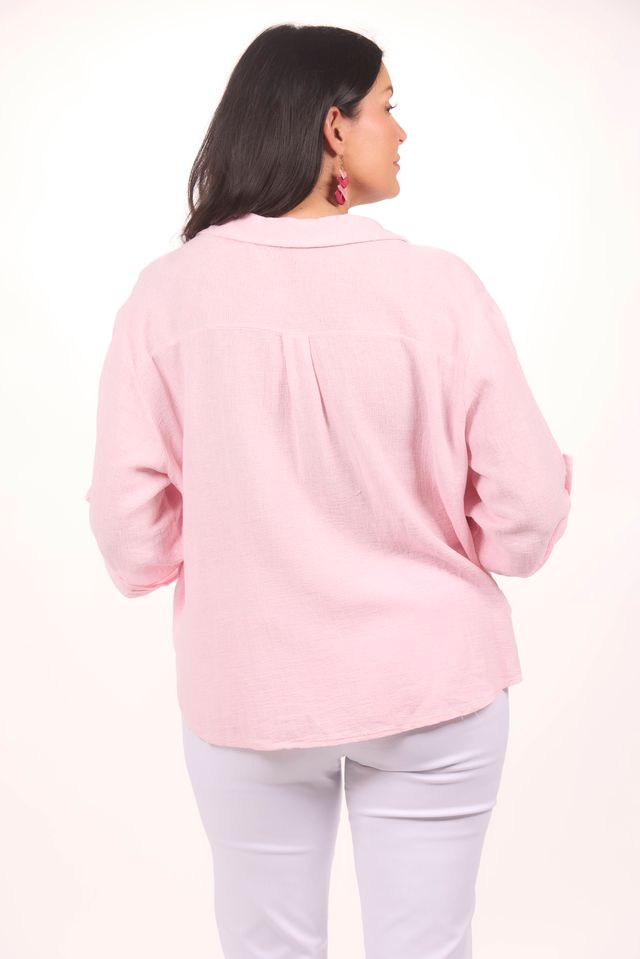 Roll Sleeve Tie Front Blouse