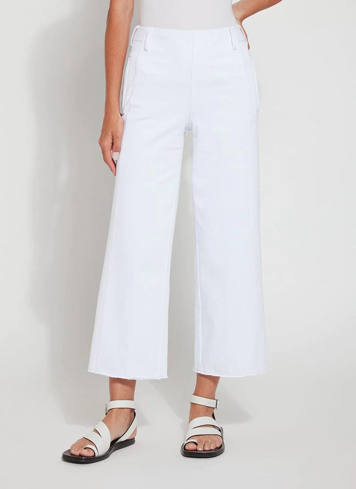 Front image of Lysse payton wide leg crop pants. White bottoms by Lysse. 