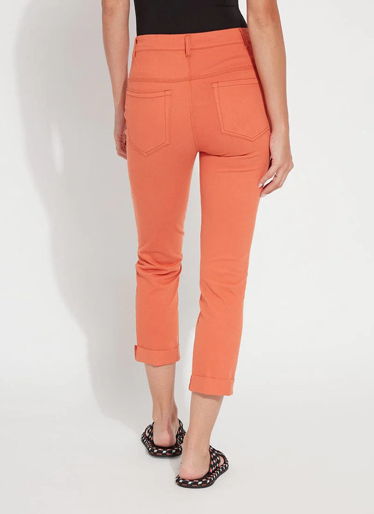 Back image of Lysse emmy straight leg pant in vibrant apricot. 