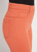 Front image of Lysse emmy straight leg pant in vibrant apricot. 
