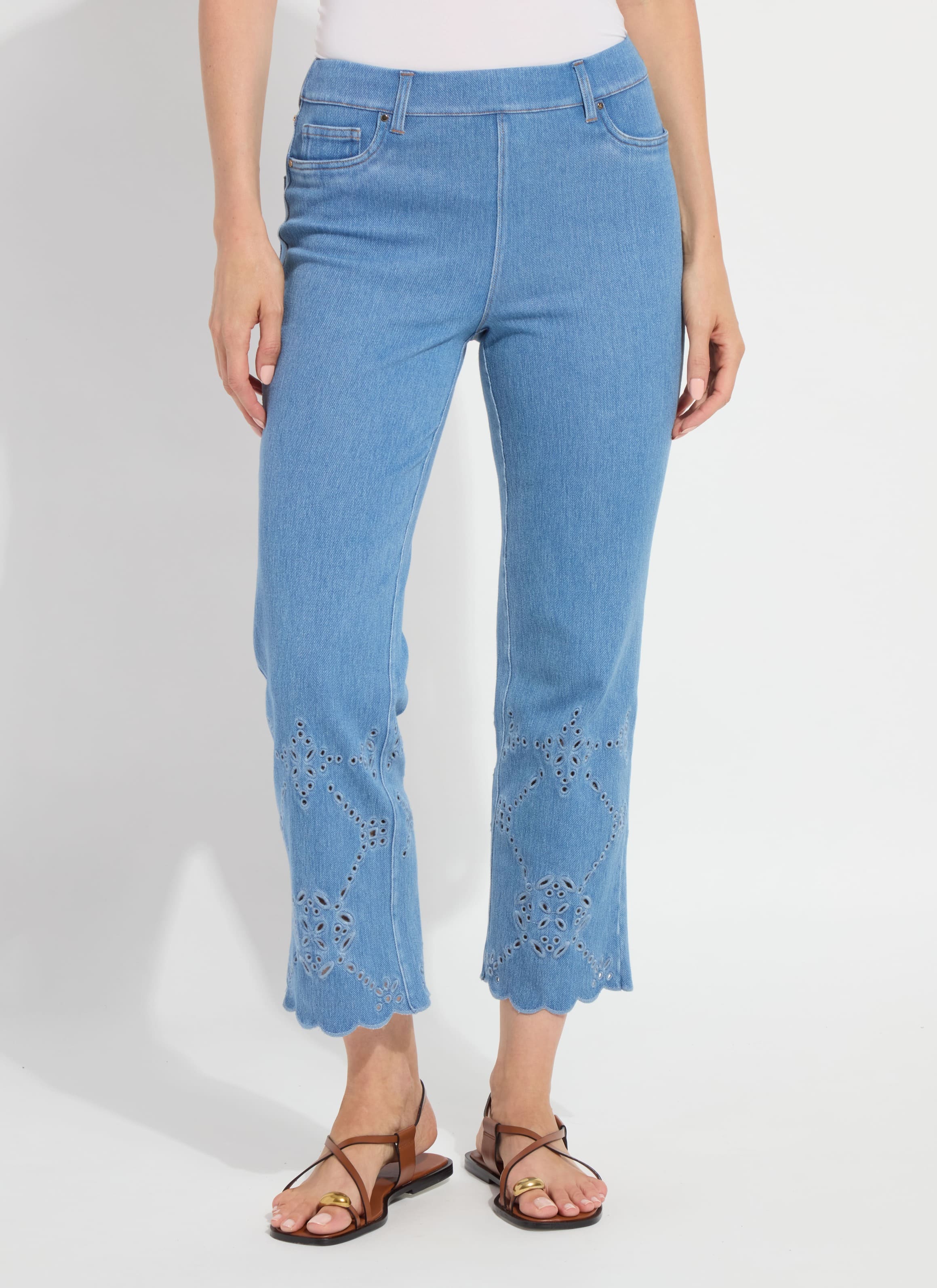 Billie Eyelet Straight Denim (26" Inseam)