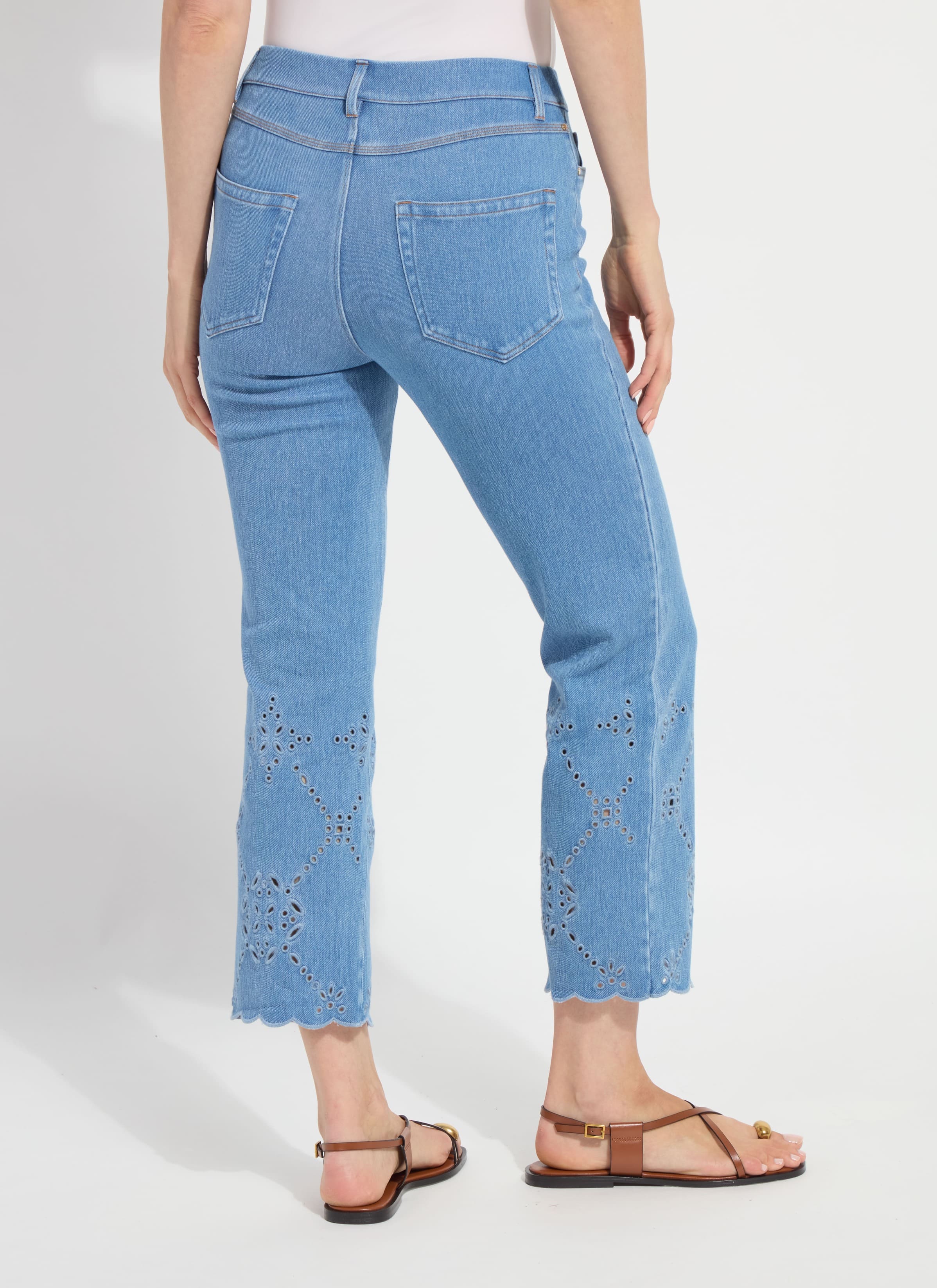 Billie Eyelet Straight Denim (26" Inseam)