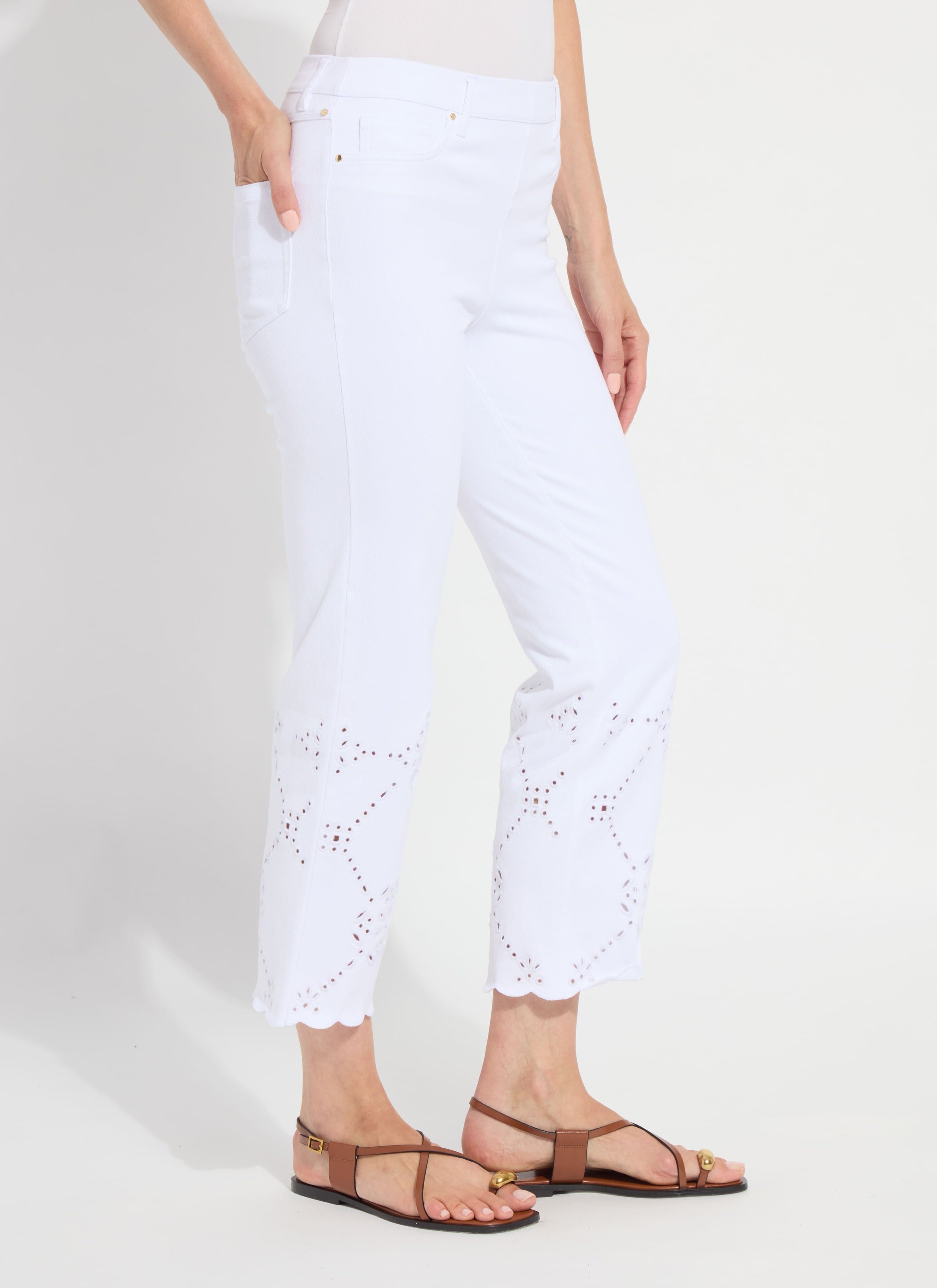 Billie Eyelet Straight Denim (26" Inseam)