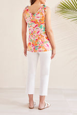 Back view colorful Sleeveless Shoulder Tie Top