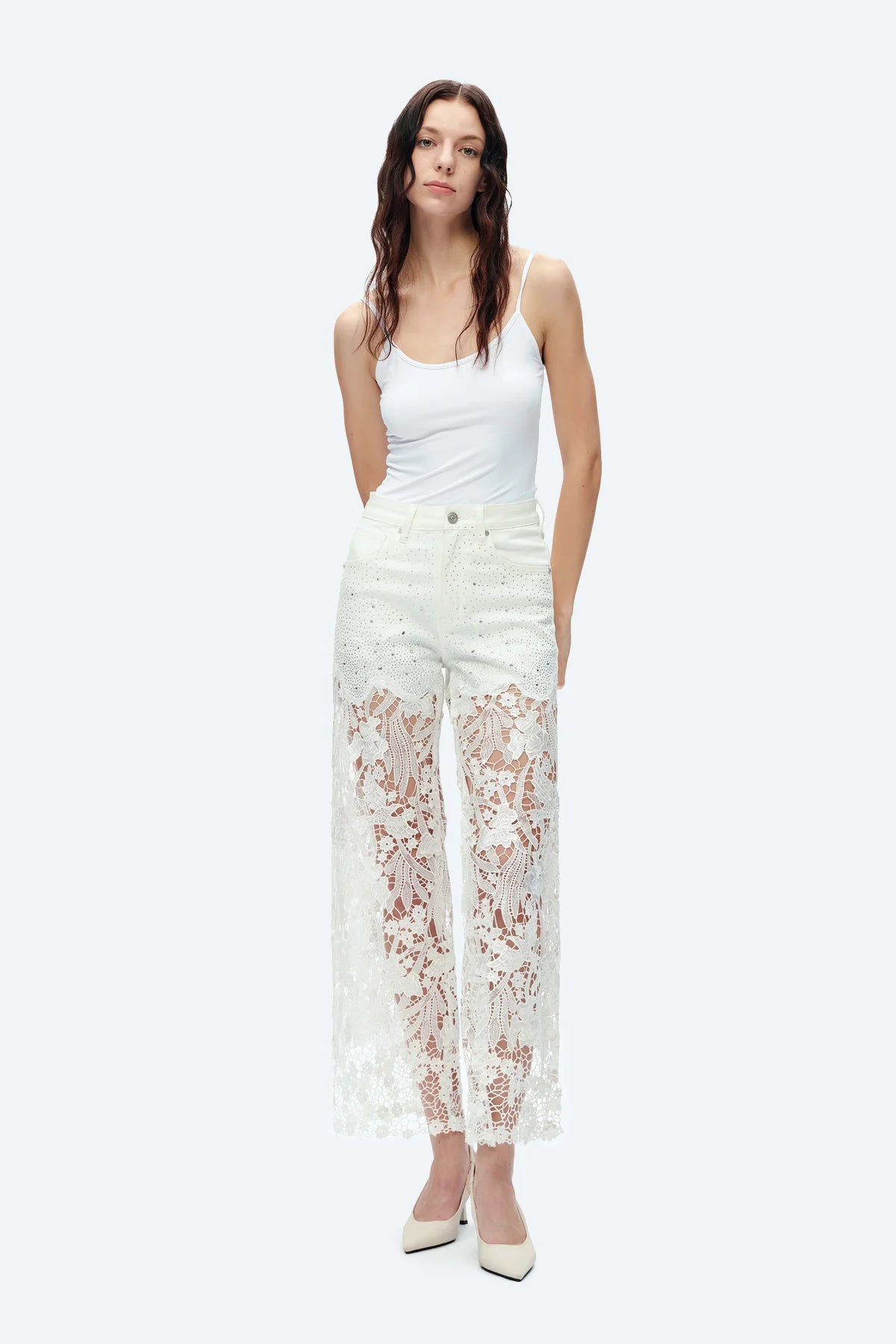 White Lace Ankle Jean