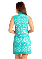 Back image of Cabana Life sleeveless tunic dress. Printed summer dress. 