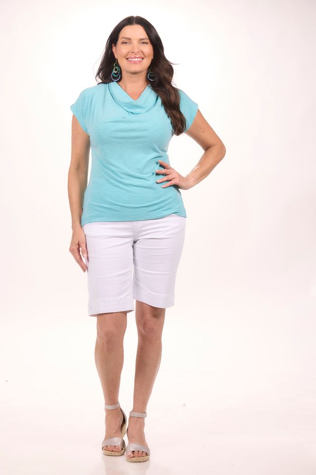 Cap Sleeve Cowl Neck Top