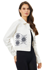 Embroidered Button Front Denim Jacket