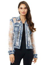 Denim Jacket with Lace and Embroidery