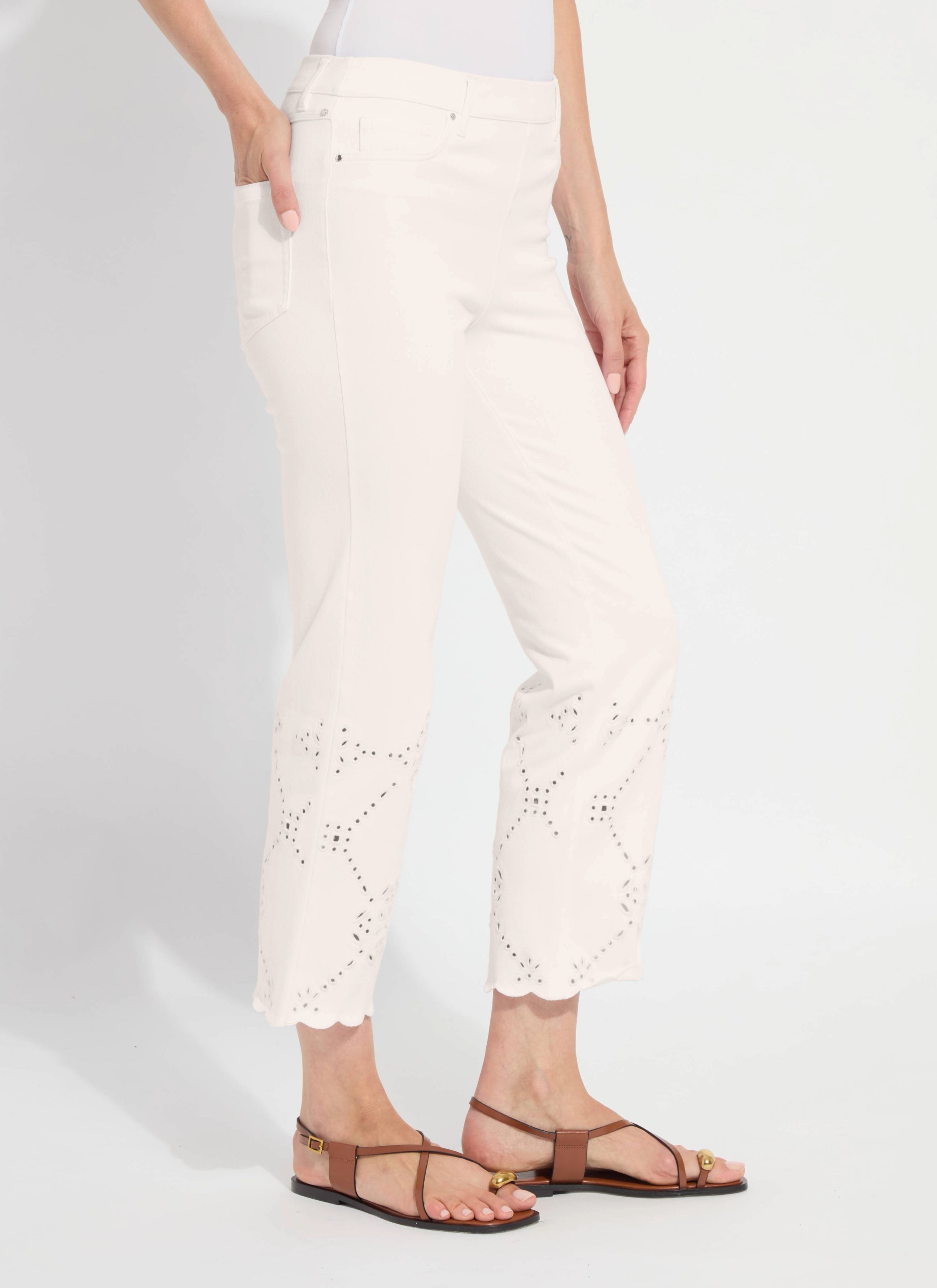 Billie Eyelet Straight Denim (26" Inseam)