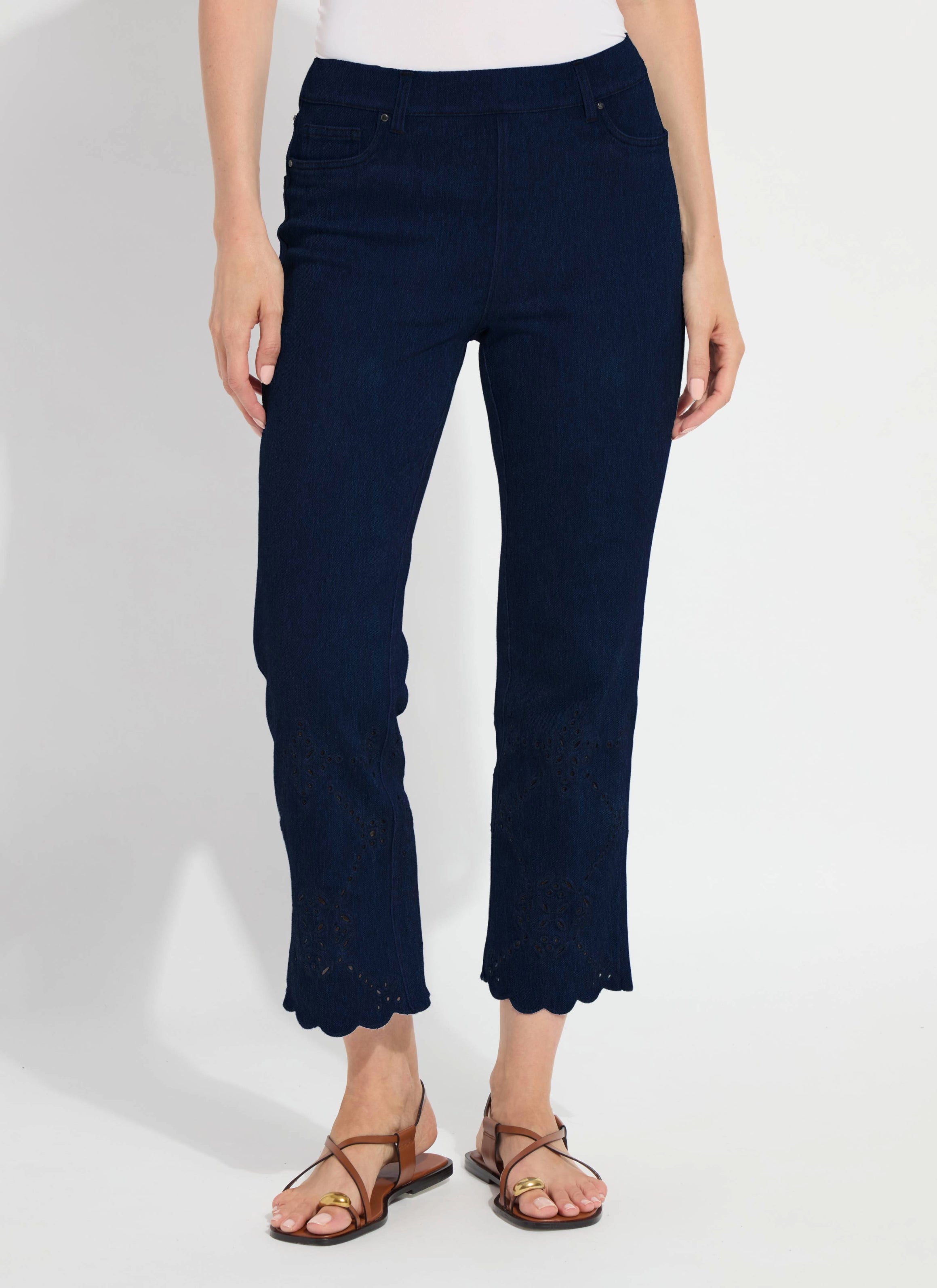Billie Eyelet Straight Denim (26" Inseam)