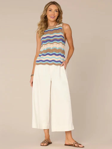 Sleeveless striped sweater tank by Democracy.