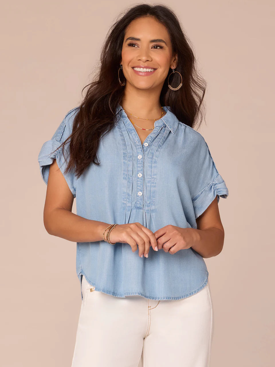 Short Sleeve Collar Placket Shirt