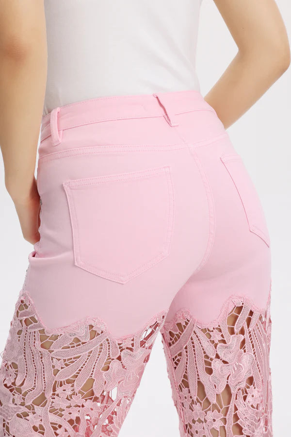 Pink Lace Ankle Jean