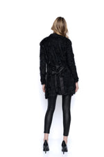 Back image of Picadilly long sleeve textured tie jacket. Black textured fancy jacket. 