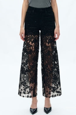 Black Lace Ankle Jean