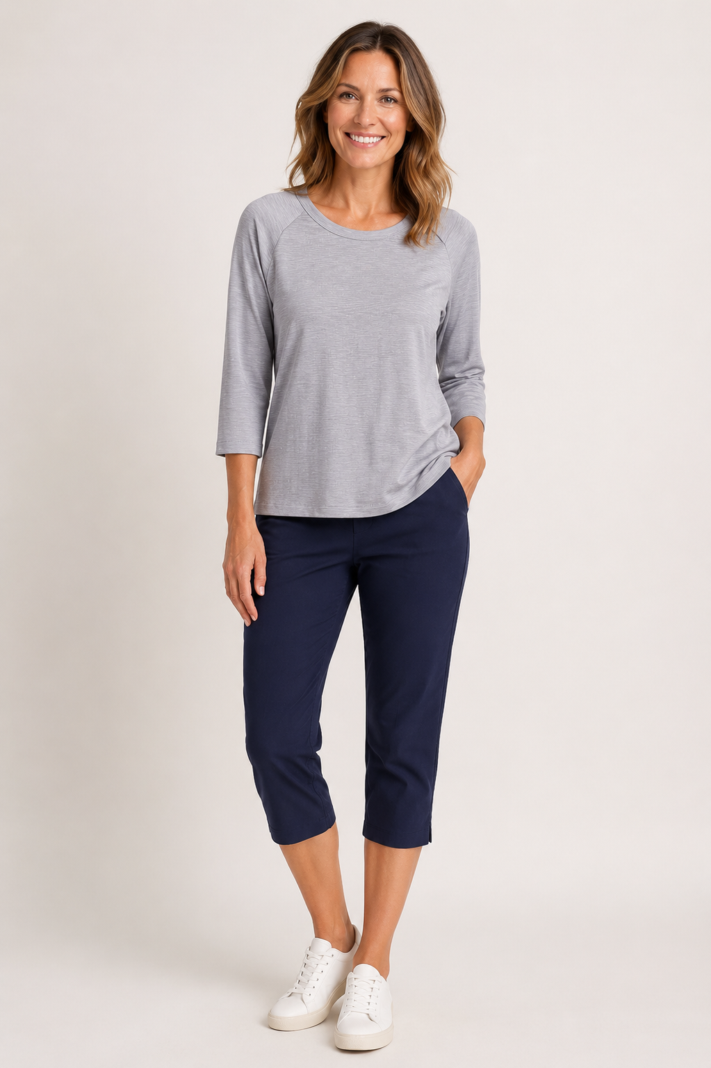 3/4 Slub Boatneck Top