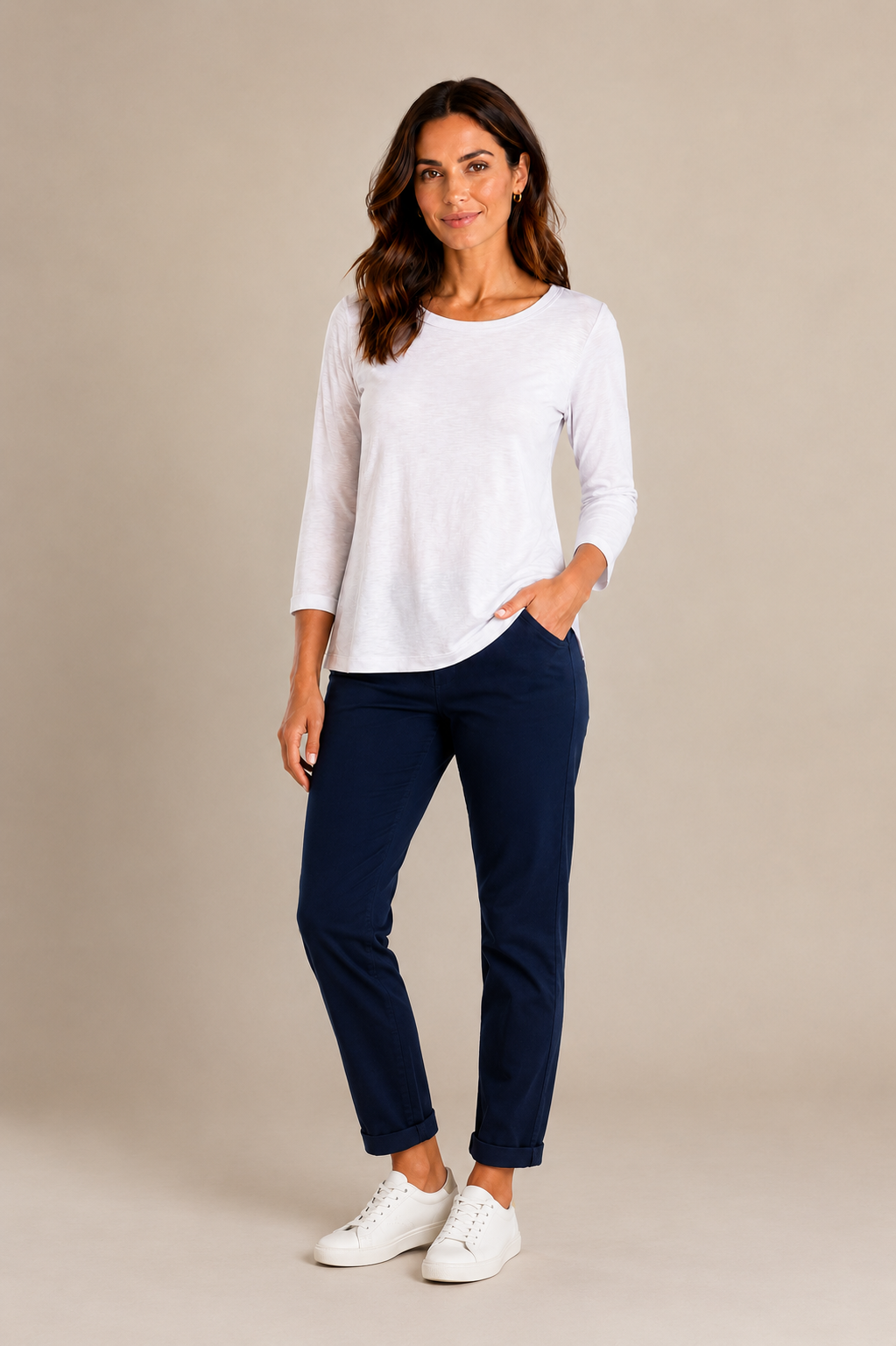 3/4 Slub Boatneck Top