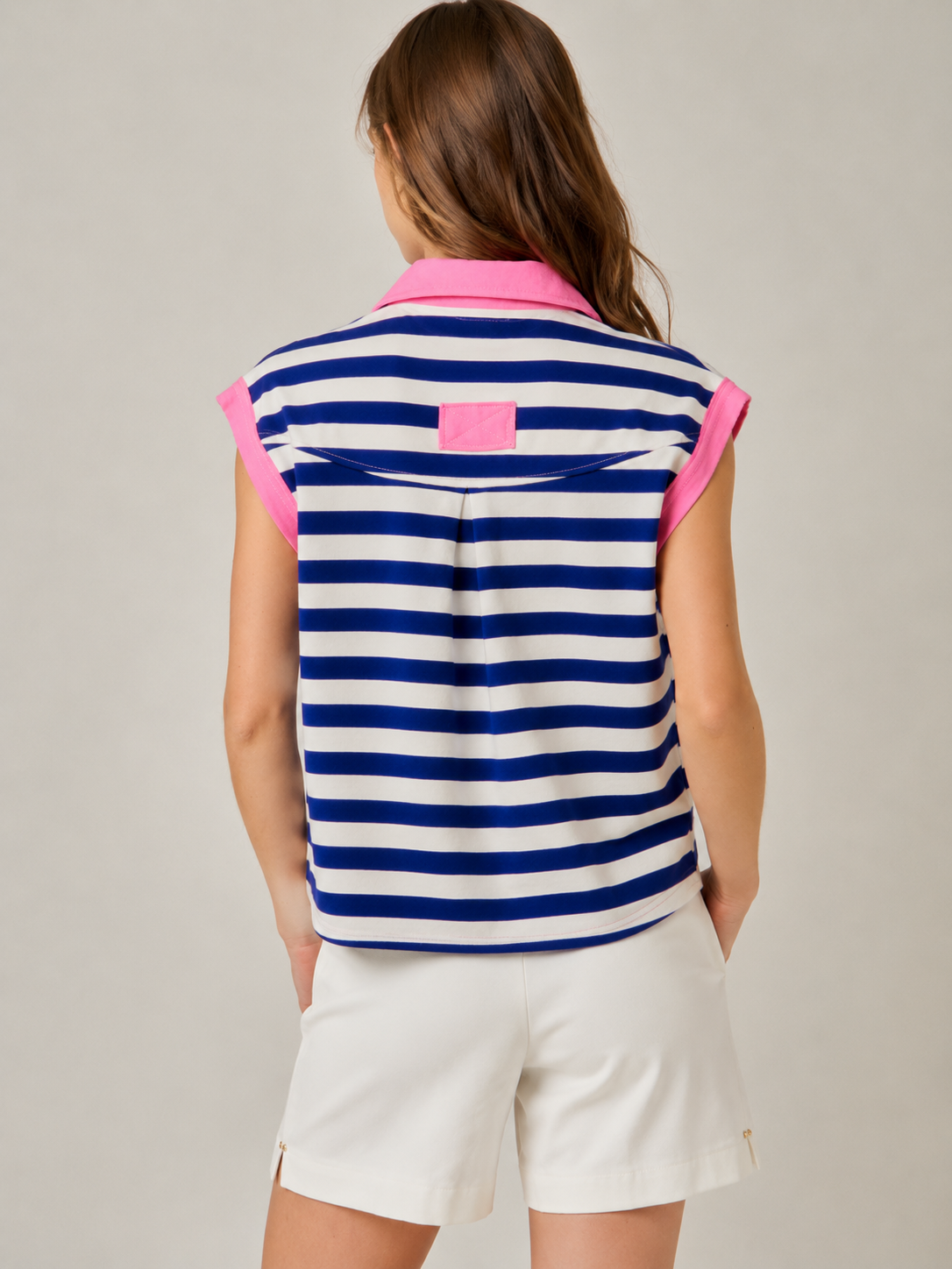 Cap Sleeve Nautical Stripe Tee