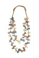 Front image of Tagua Cielo Necklace. Handmade double layer necklace. 