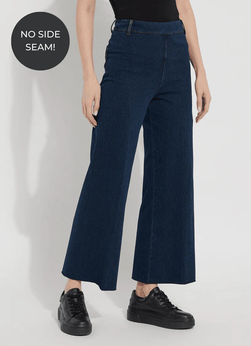 Front image of Lysse Erin Wide Leg Pants in indigo blue. 