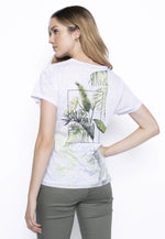 Back image of Picadilly embellished printed t shirt in artichoke multi print. 