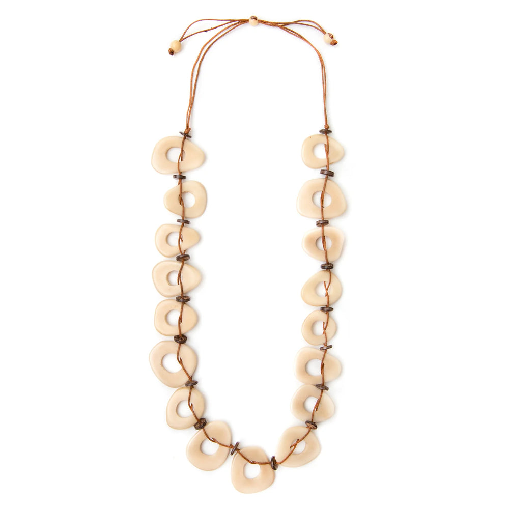 Front image of Tagua aruba necklace. Ivory natural handmade necklace. 
