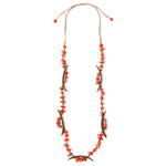 Front image of Quintana Necklace. Poppy coral bright long necklace by Tagua. 