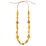 Front image of Tagua Soledad Necklace. Yellow handmade necklace. 