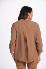 Back image of Last Tango air flow top. Mocha two button top. 