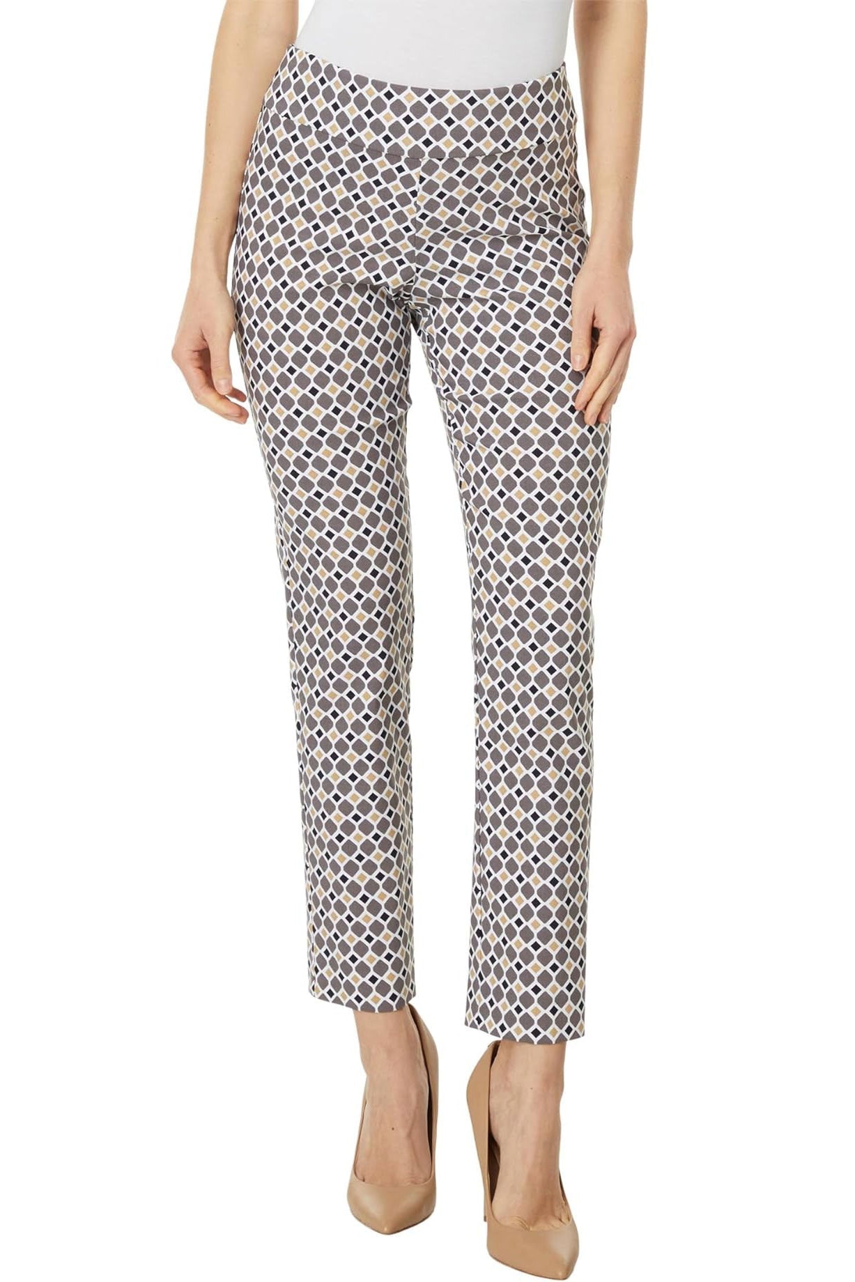 Front image of Krazy Larry ankle pant in multi-diamonds.