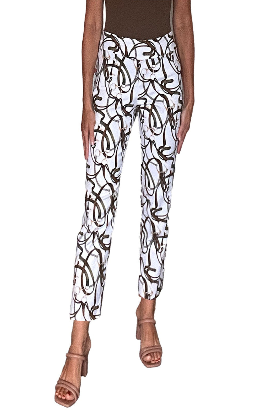 Front image of Krazy Larry White Belts printed bottoms