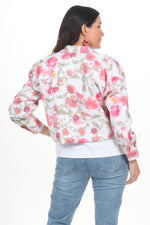 Back view floral print cropped jacket