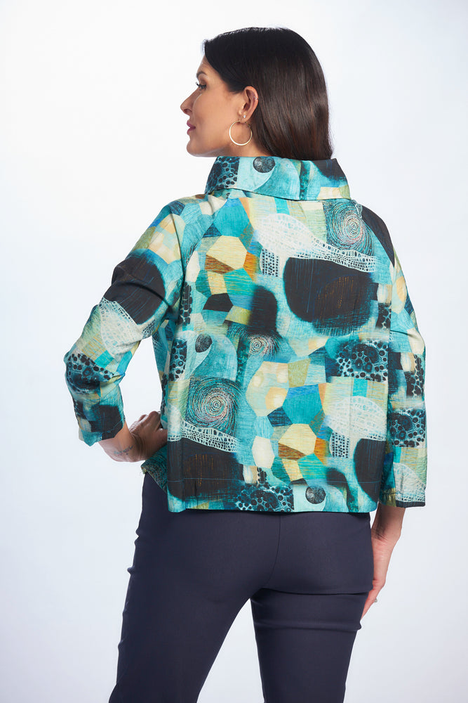 Back  image of multicolored long sleeve button jacket 